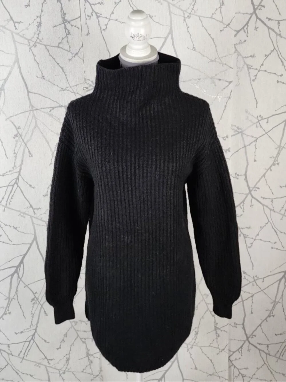 Wilfred Black Merino Wool Montpellier Mockneck Sweater Dress